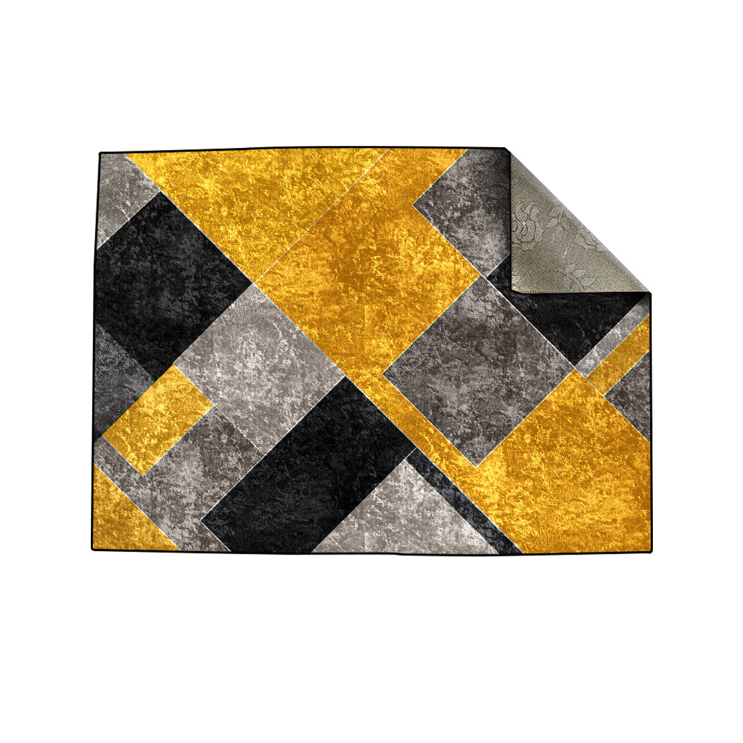 Yellow Black Geometric Centerpiece (Rug)