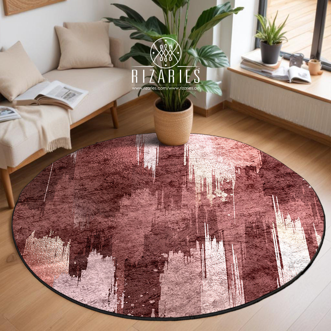 Pink Brushes Round Centerpiece (Rug)