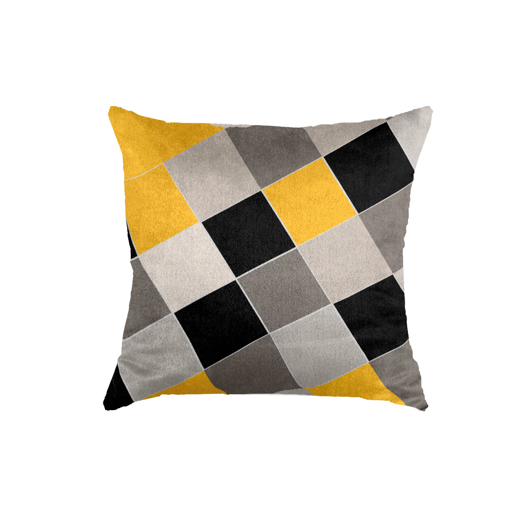 SuperSoft Yellow Black Boxes Throw Cushion