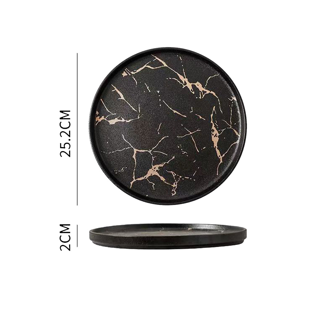 Black Gold Marble Porcelain Plates