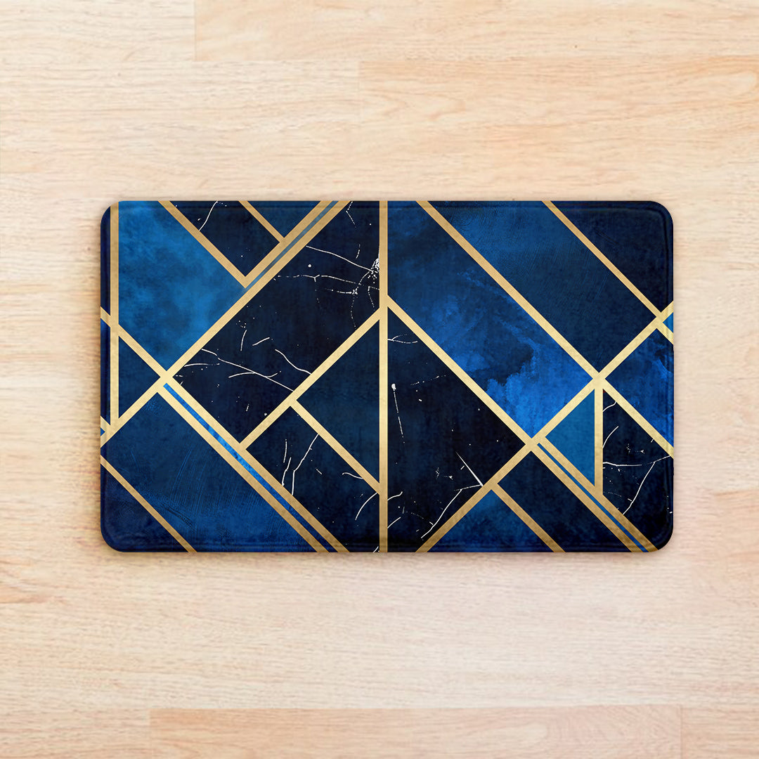 SuperSoft Blue Geometric Door Mat