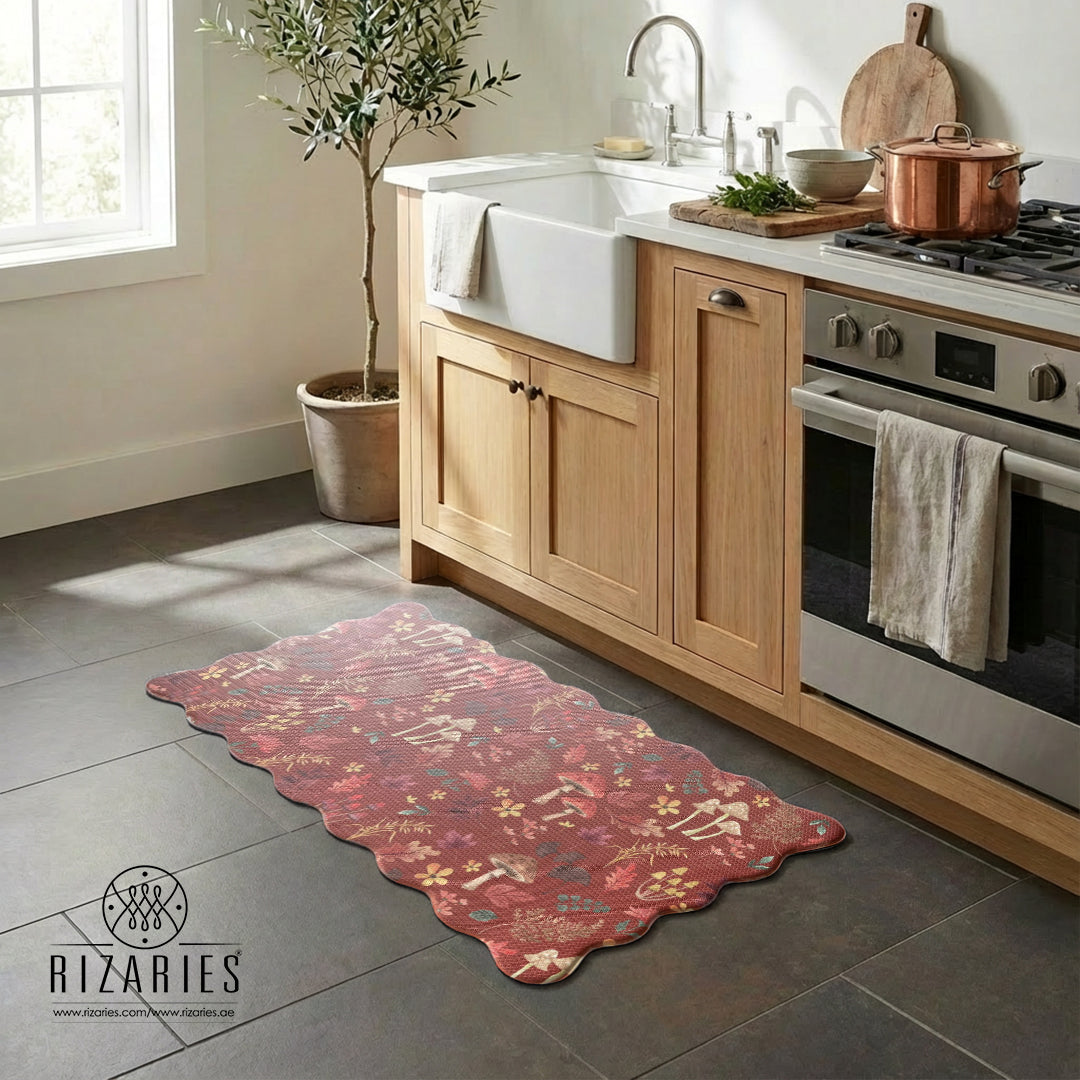 Red Garden Kitchen Mat