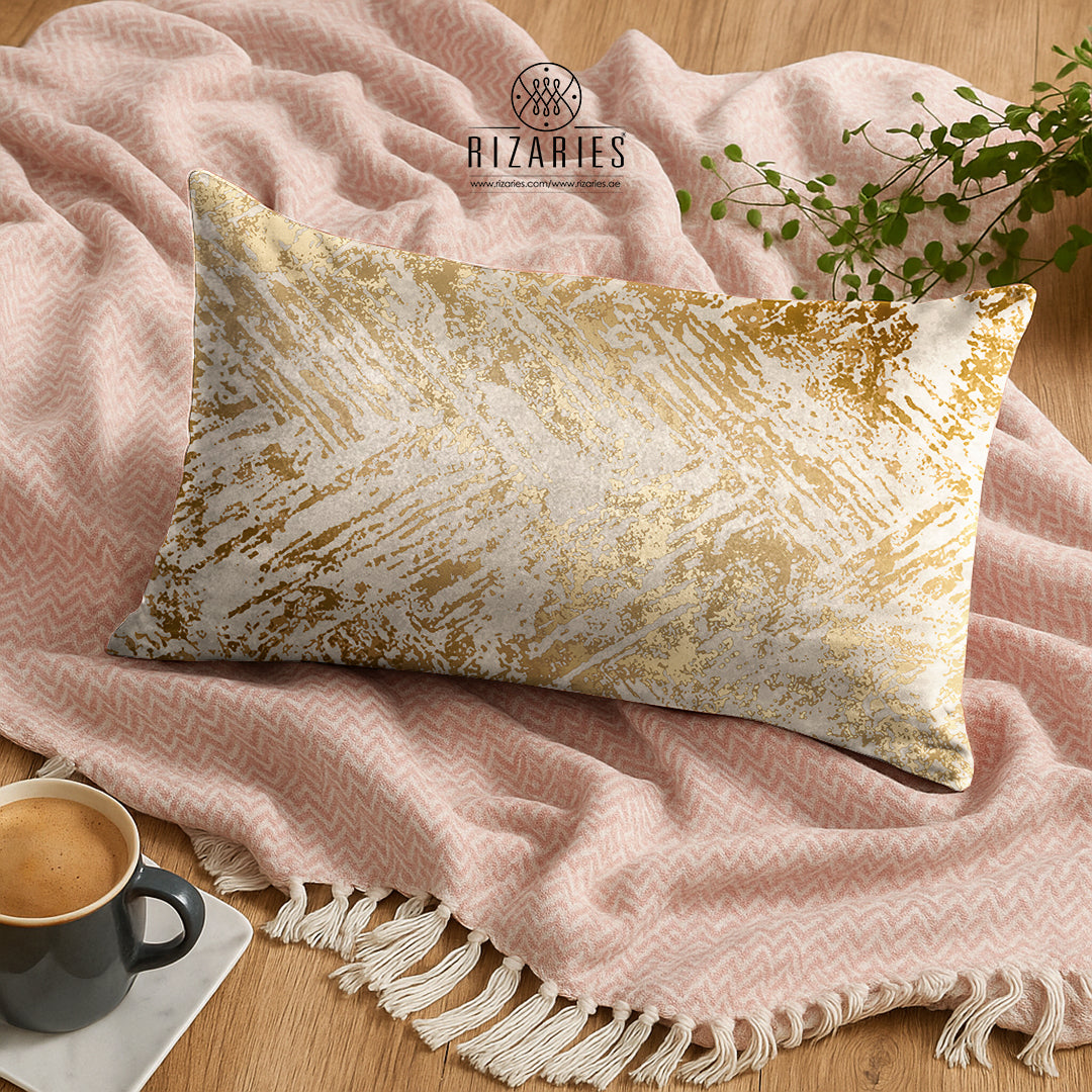 SuperSoft Beige Gold Abstract Rectangle