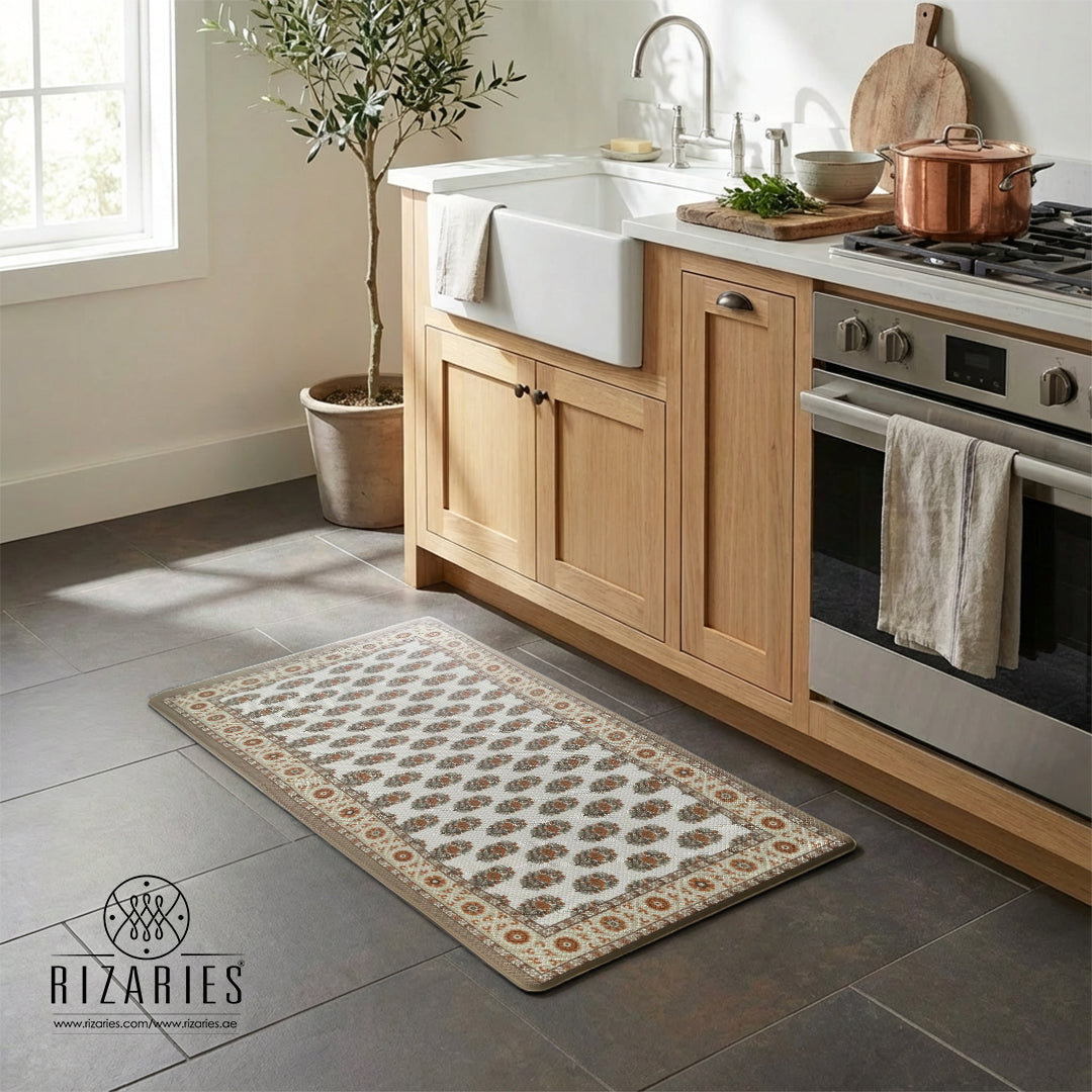 Classic Floral Tile Kitchen Mat