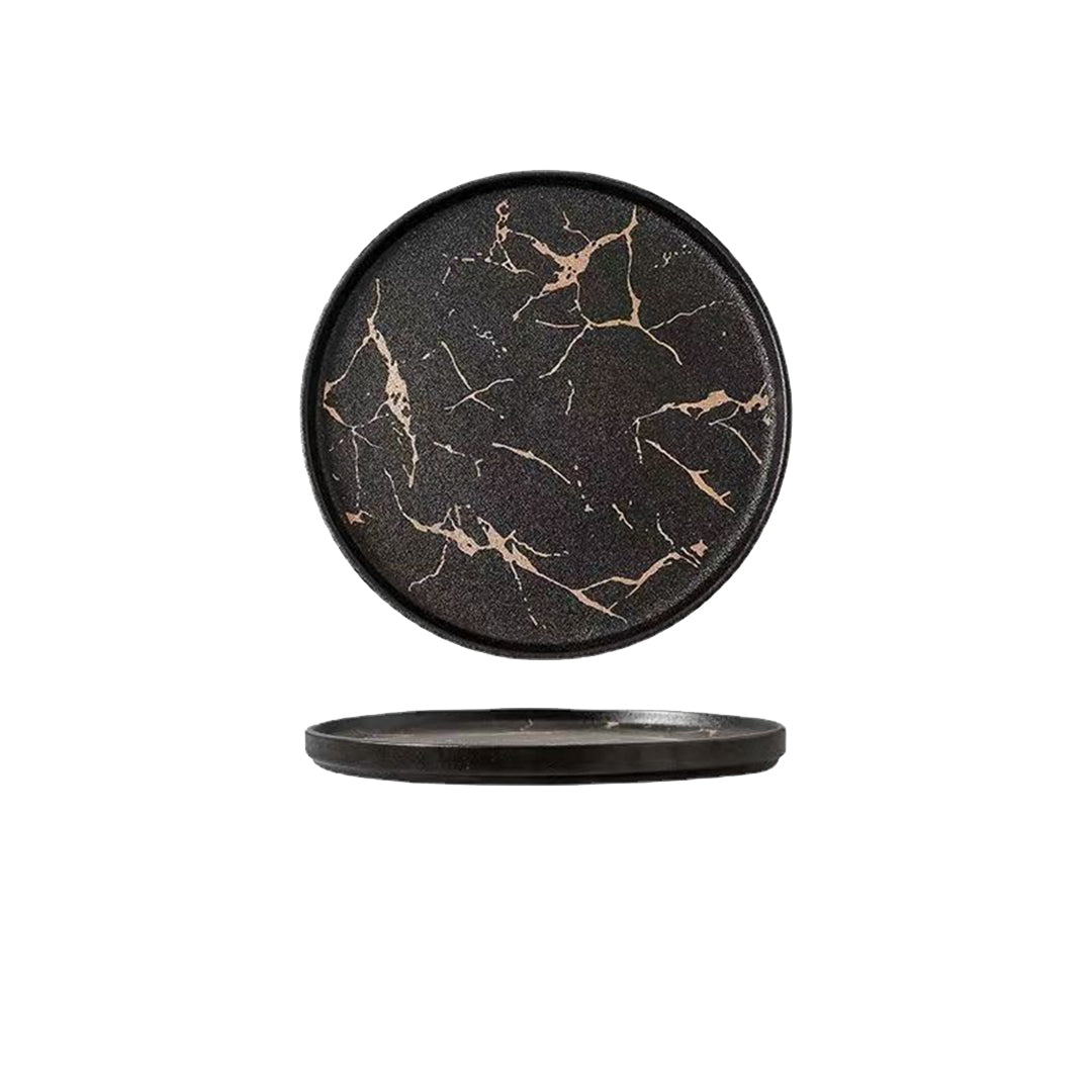Black Gold Marble Porcelain Plates