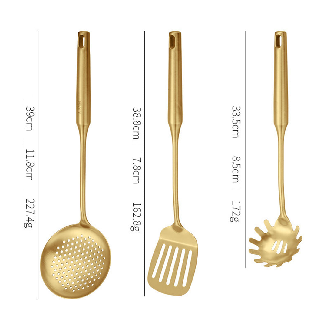 Gold Utensil Set with Stand (6 Pieces Set)