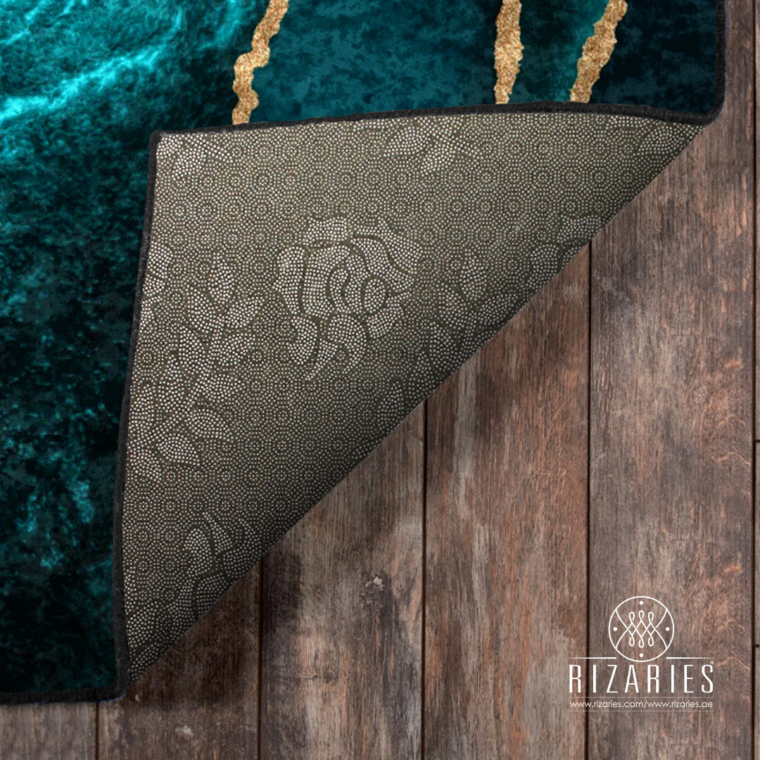 Teal Blue Gold Centerpiece (Rug)