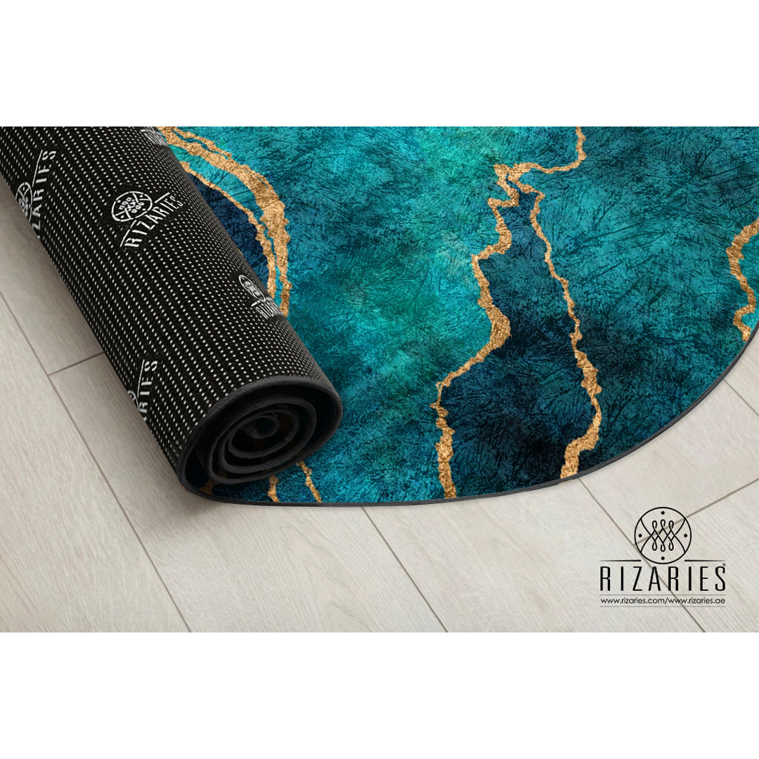 Sea Green Abstract Round Centerpiece (Rug)