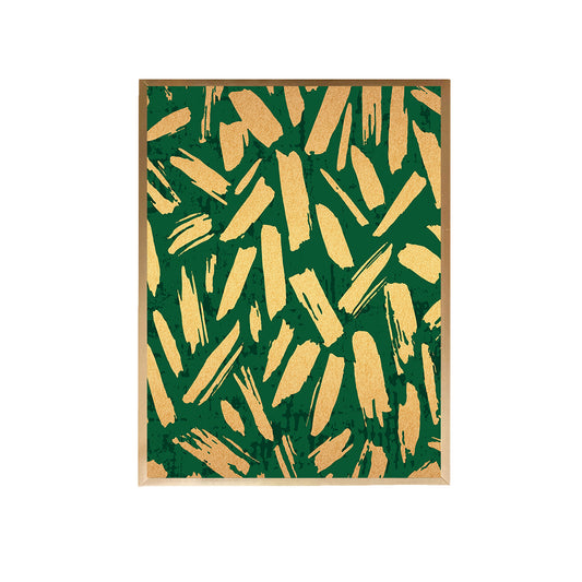 Green with Gold Marks Canvas Painting