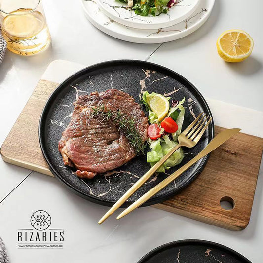 Black Gold Marble Porcelain Plates