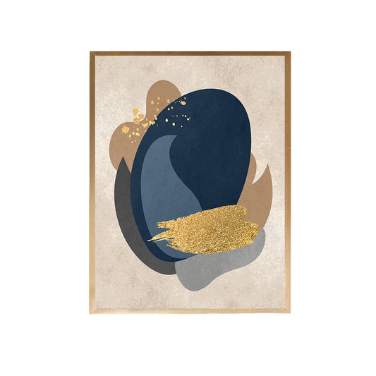 Navy Beige with Brushes Canvas Painting