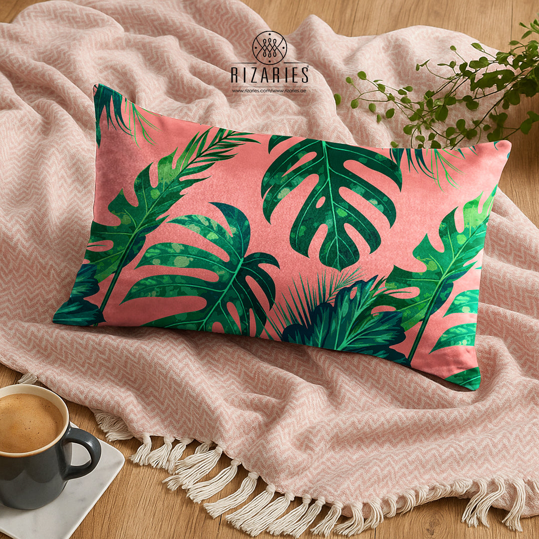 SuperSoft Pink Tropical Leaves Rectangle