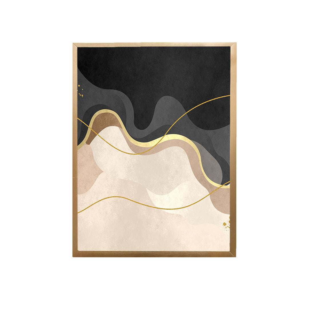 Beige Grey Wavy Canvas Painting