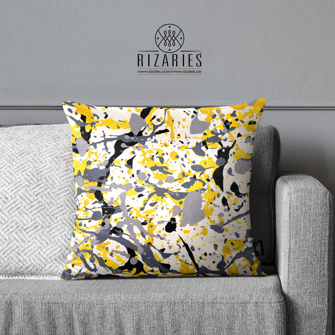SuperSoft Yellow Grey Abstract Pattern Throw Pillow