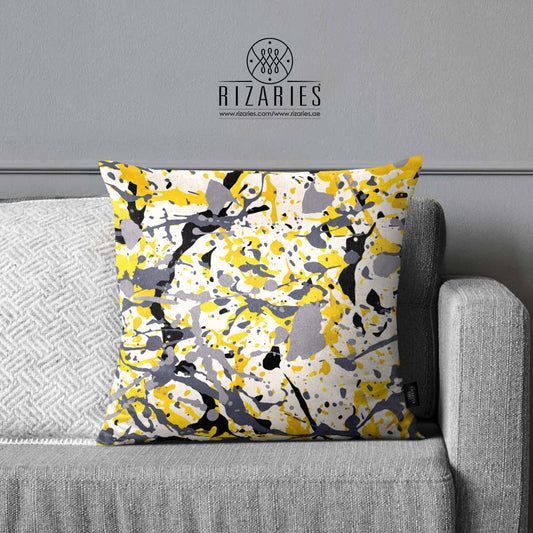 SuperSoft Yellow Grey Abstract Pattern Throw Pillow