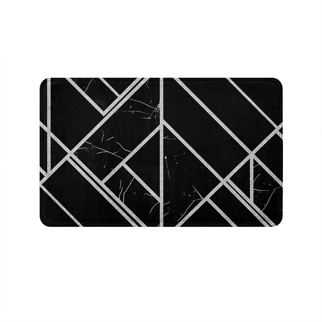 SuperSoft Black Silver Geometric Door Mat