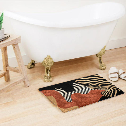 Supersoft Black Rust Geometric Door Mat