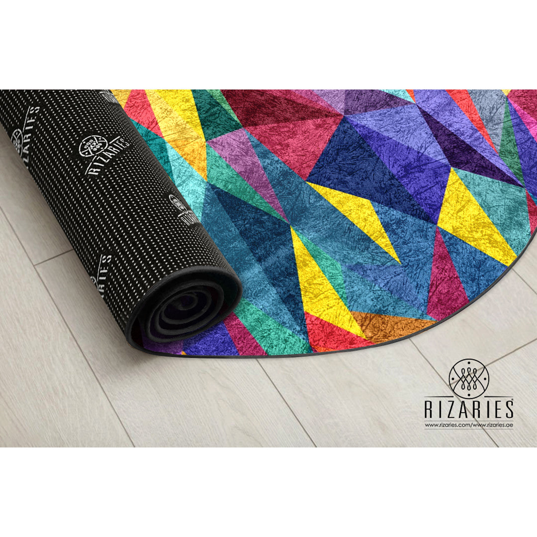 Colorful Triangle Geometric Round Centerpiece (Rug)