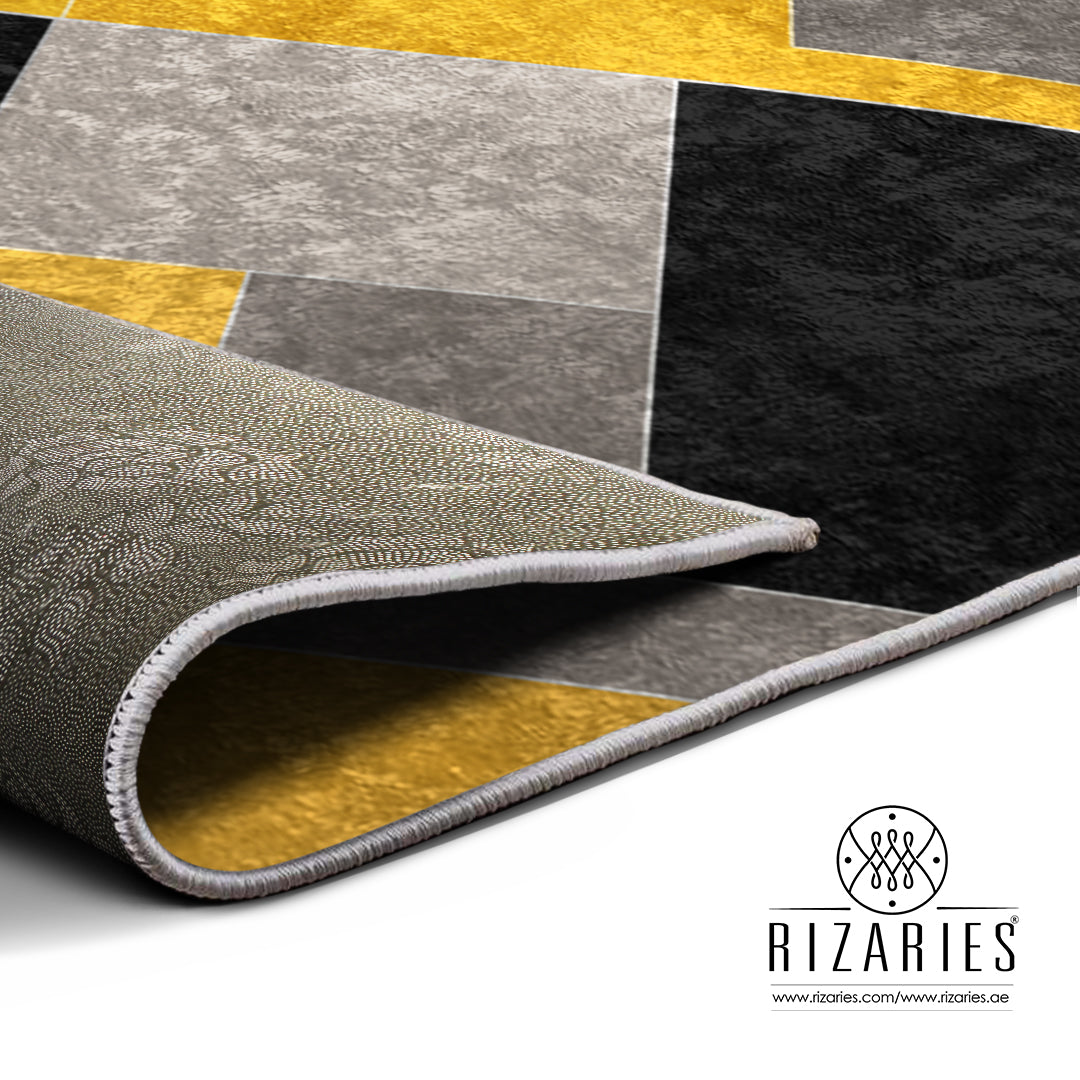 Yellow Black Geometric Centerpiece (Rug)