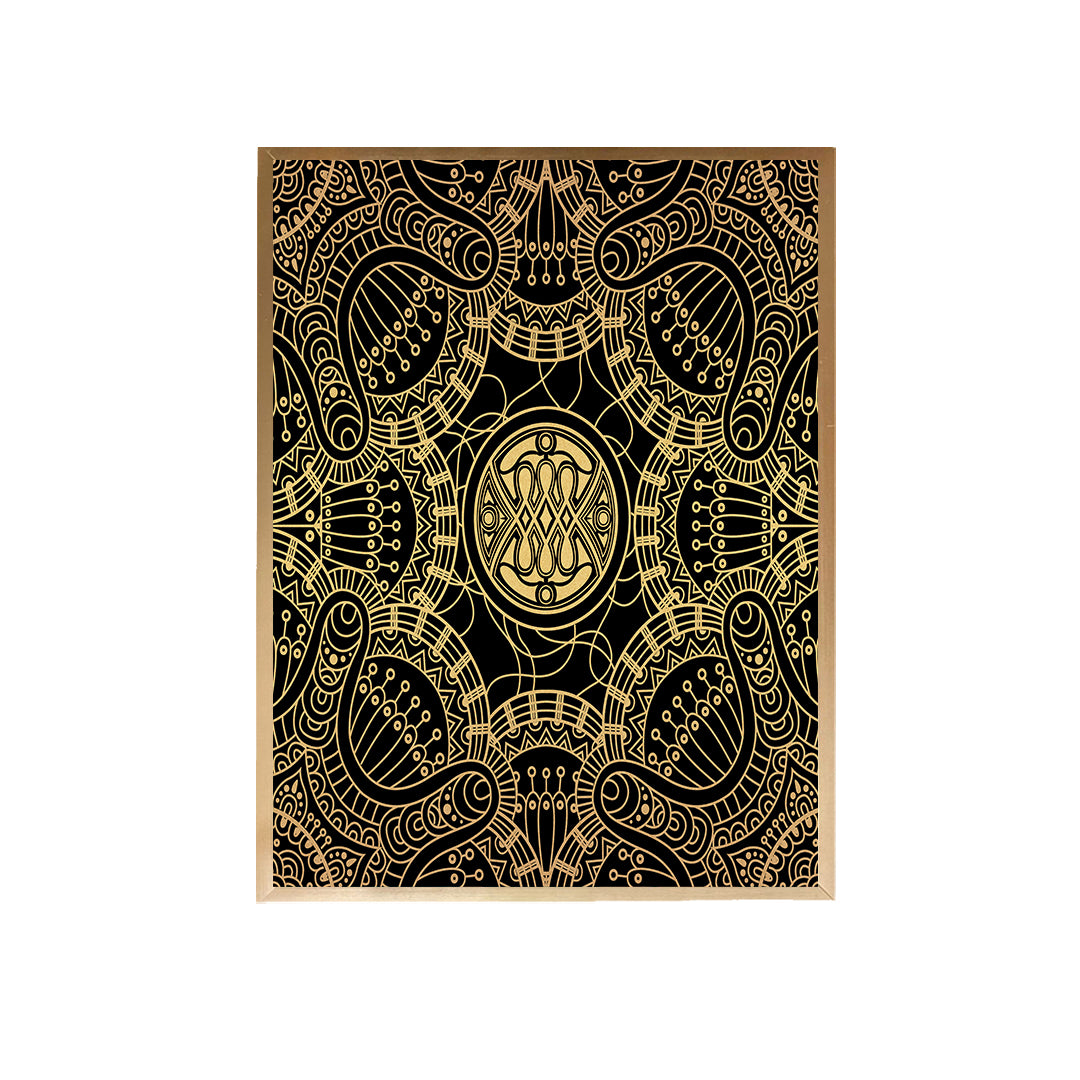 Gold Geometric with Black Canvas Painting