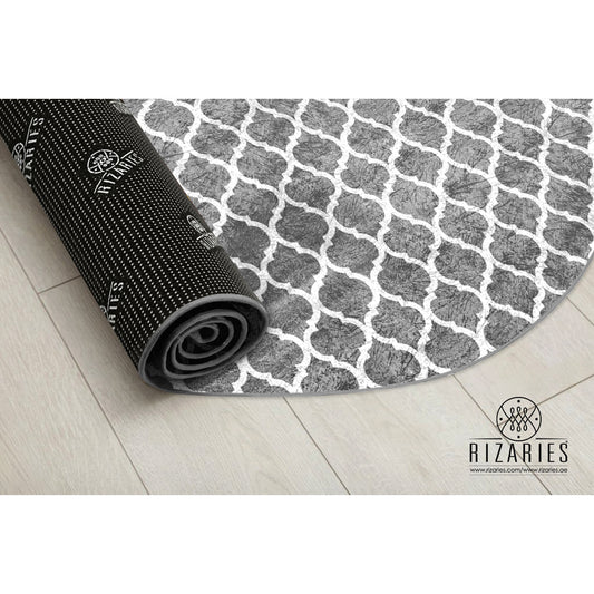 Grey Moroccan Round Centerpiece (Rug)