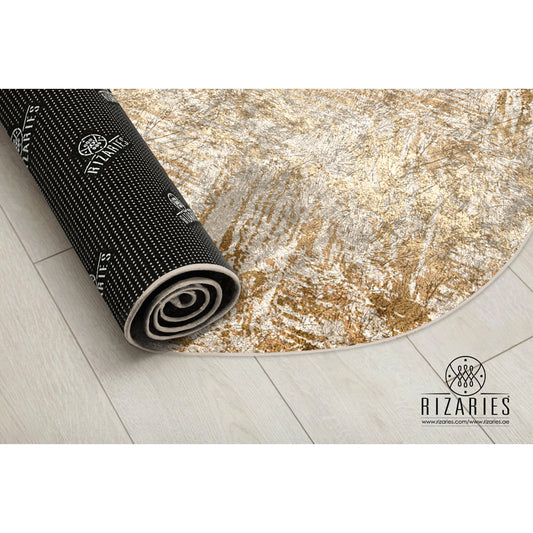 Copper Gold Abstract Pattern Round Centerpiece (Rug)