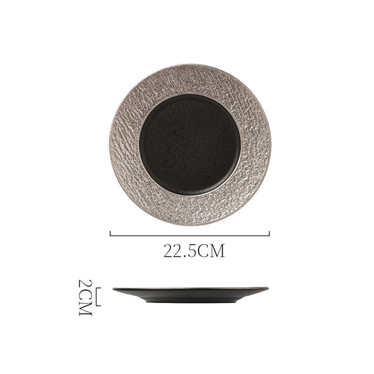 Black with Silver Edges Porcelain Plates