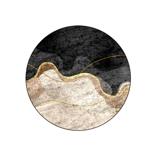 Beige Grey Wavy Round Centerpiece (Rug)