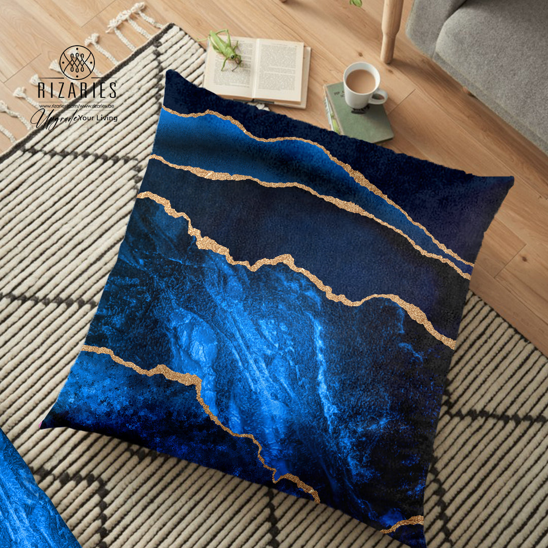 (26"x26") Supersoft New Blue Gold FLOOR Cushion Cover