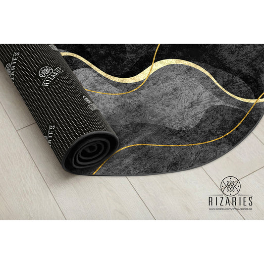 Shades of Grey Wavy Round Centerpiece (Rug)