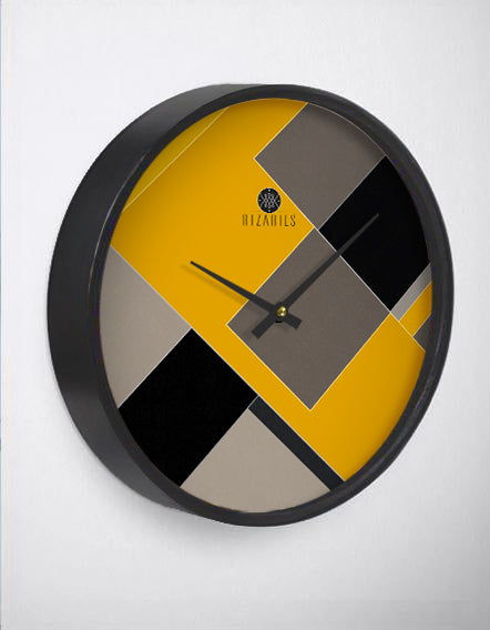 Yellow Black Geometric Wall Clock