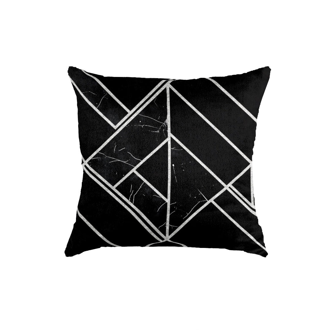 SuperSoft Black & Silver Geometric Throw Cushion