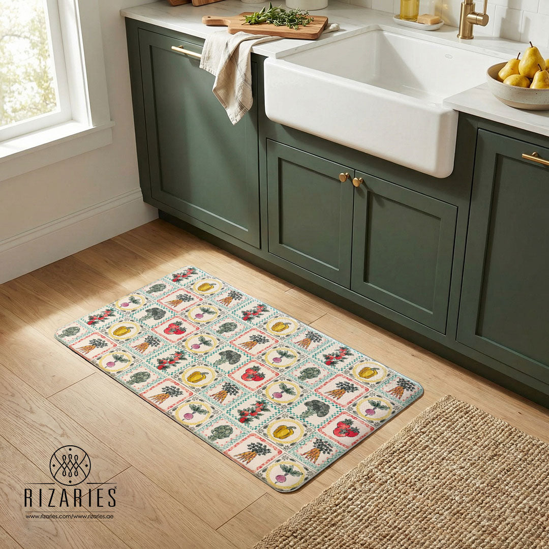 Garden Harvest Tiles Kitchen Mat