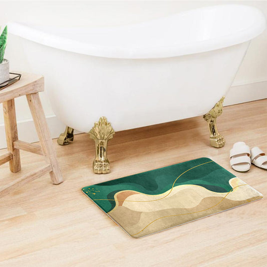 Supersoft Beige Green Wavy Door Mat