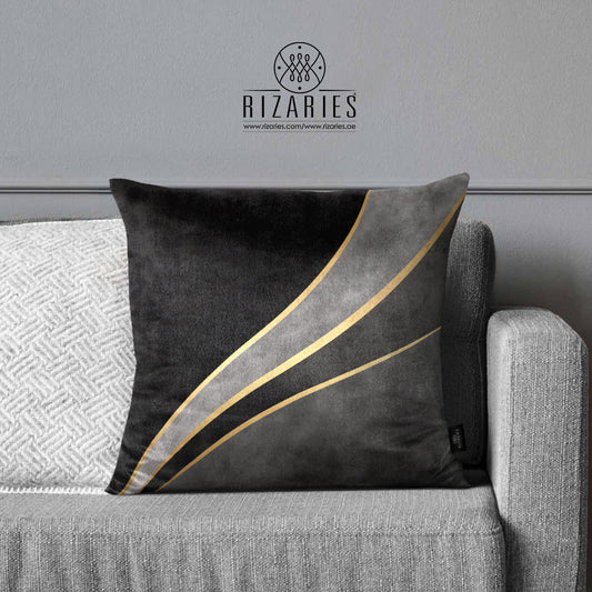 SuperSoft Grey Gold Waves Throw Pillow