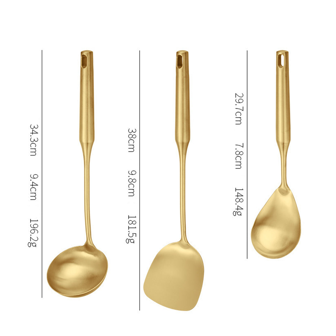 Gold Utensil Set with Stand (6 Pieces Set)