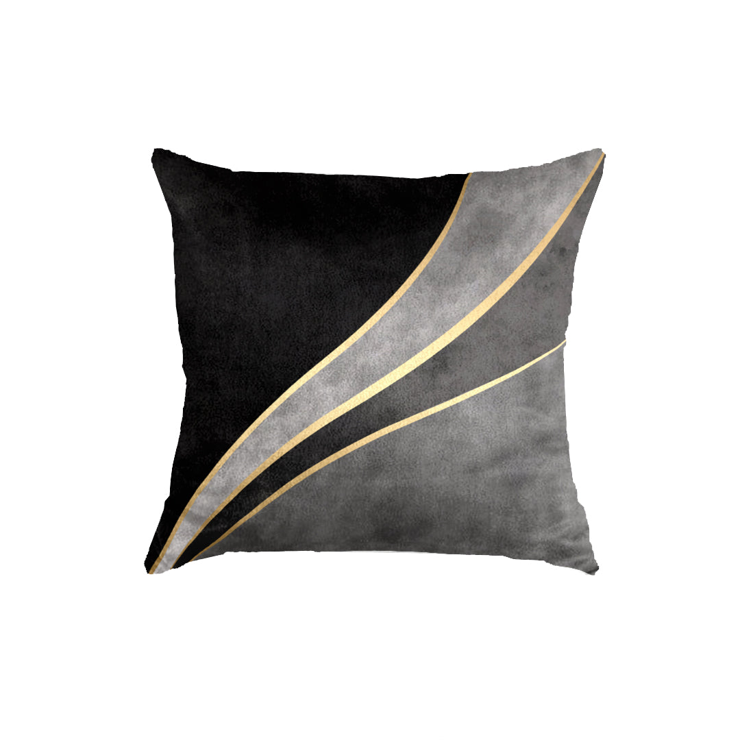 SuperSoft Grey Gold Waves Throw Pillow
