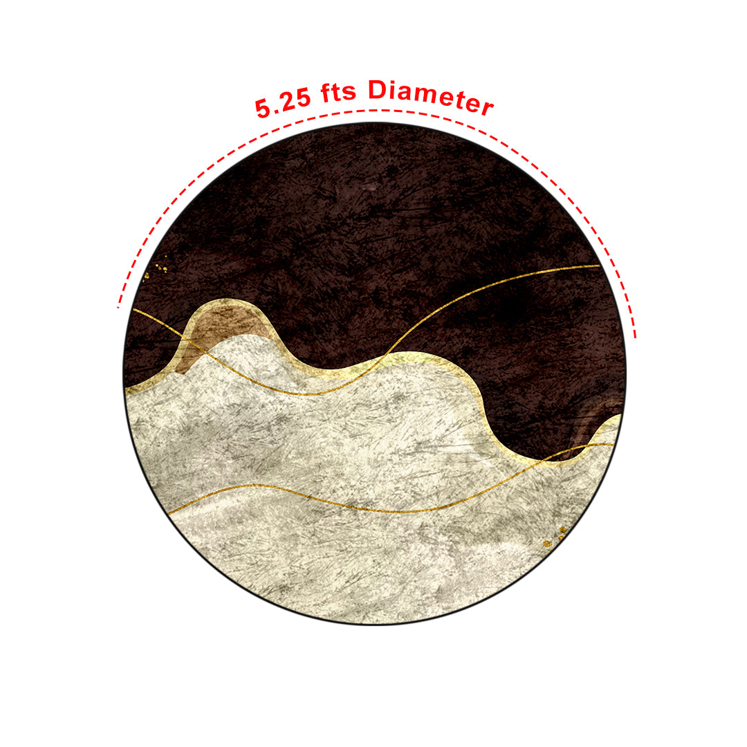 Coffee Cream Wavy Round Centerpiece (Rug)