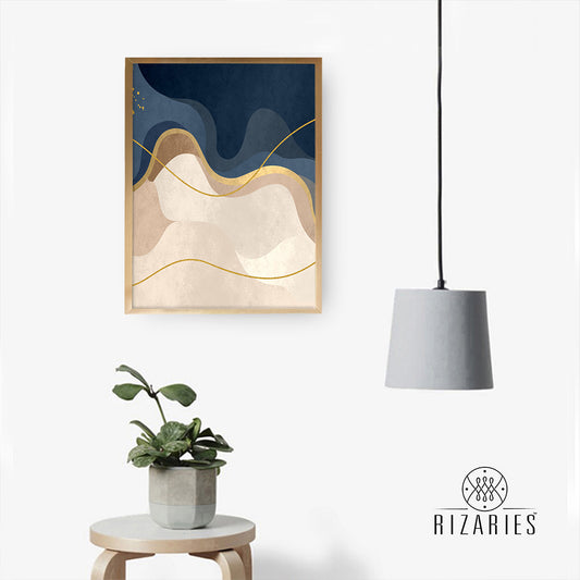 Navy Wavy Canvas Painting