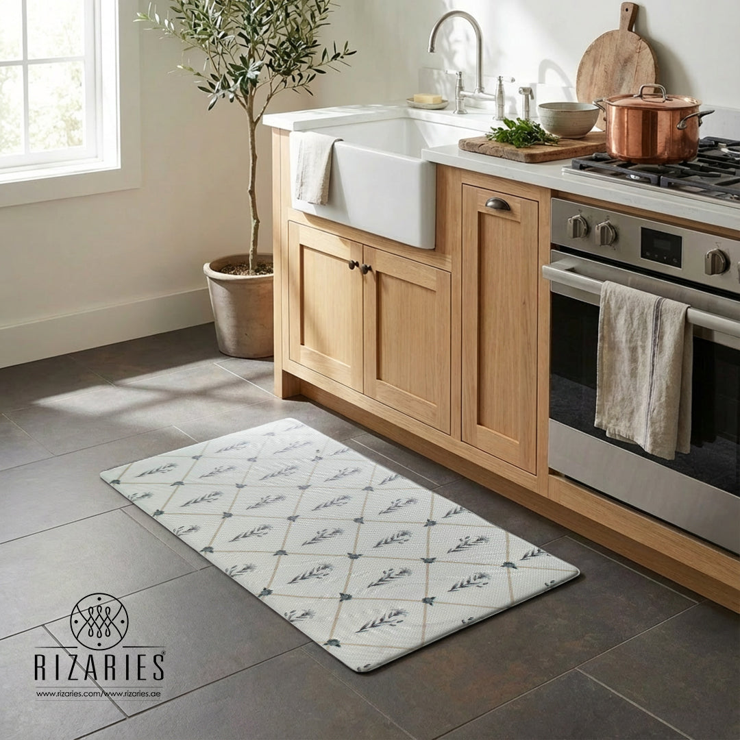 Leaf Grid Kitchen Mat
