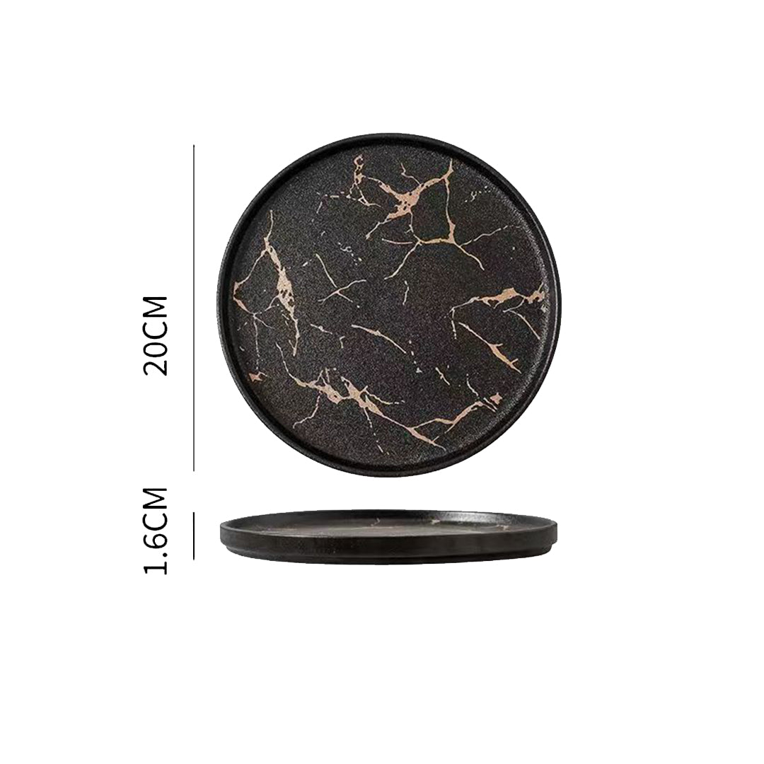 Black Gold Marble Porcelain Plates