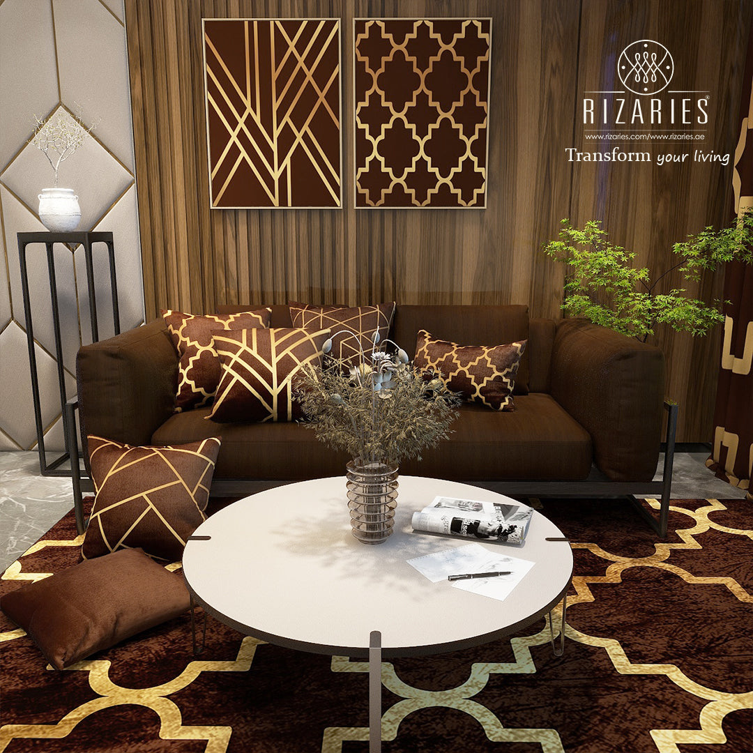 Brown Quatrefoil Throw Cushions Set of 6