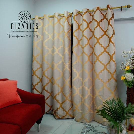 Copper Gold Quatrefoil Curtains