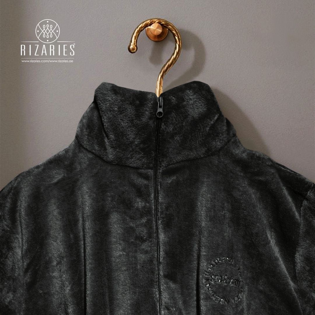 Soft Coral Fleece Zipper Bathrobe