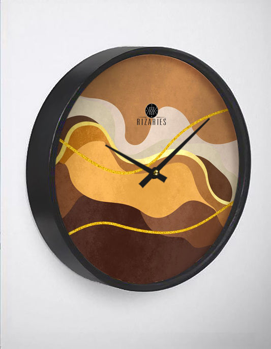 Beige Brown Wavy Wall Clock
