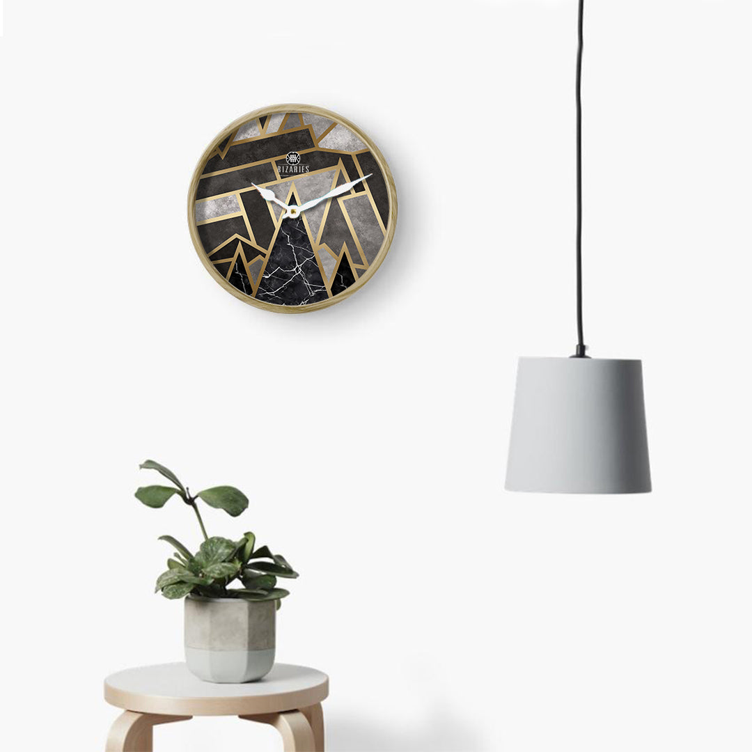 Grey Geometric Mosaic Wall Clock
