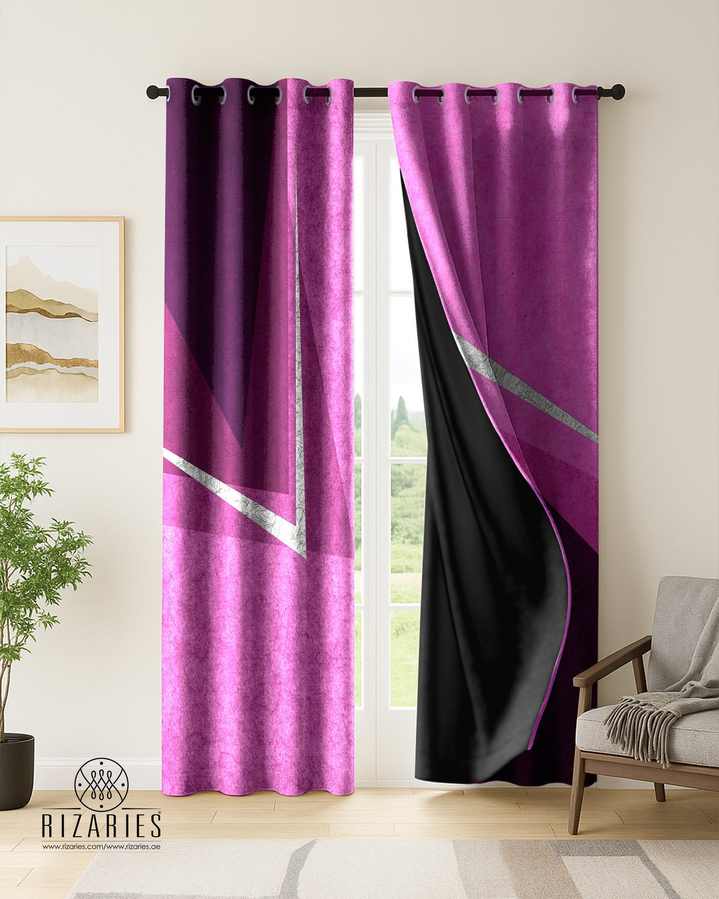 Shades of Purple Triangle Curtains