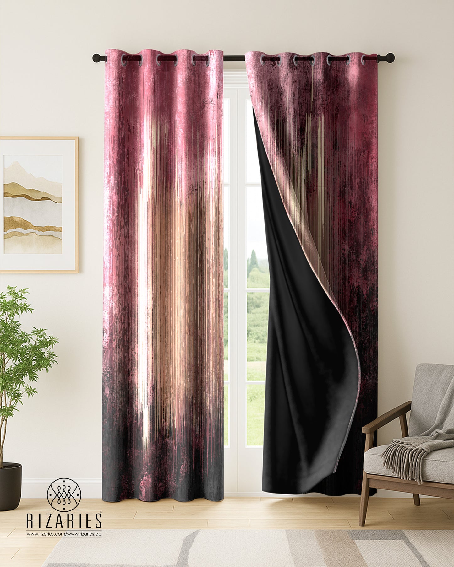 Pink Lines Curtains