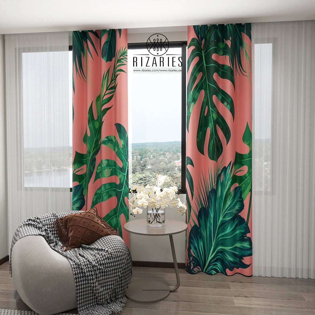 Pink Tropical Curtains