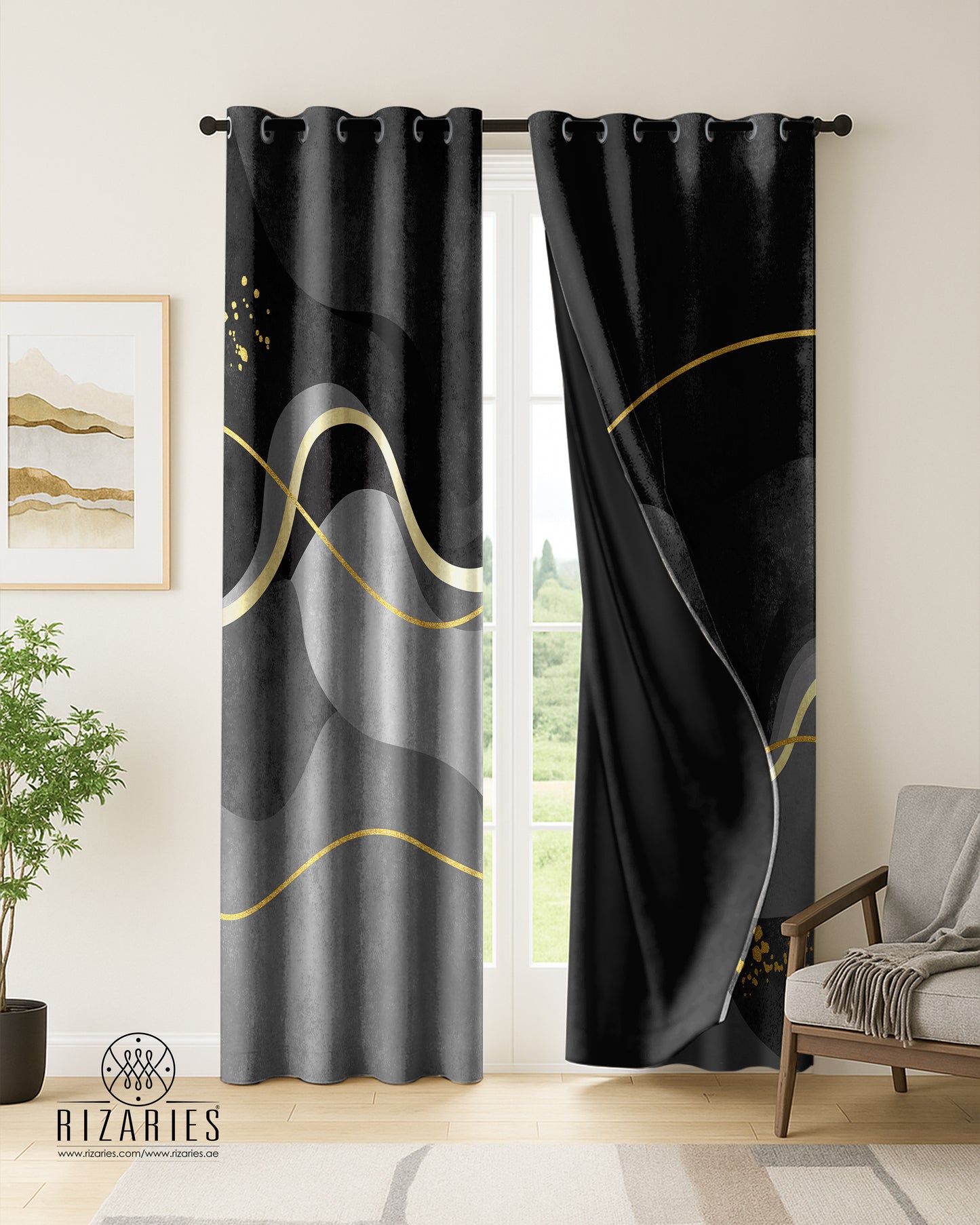 Shades of Grey Wavy Curtains
